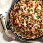 Chicken Bacon Swiss Spaghetti Pizza | Melanie Makes