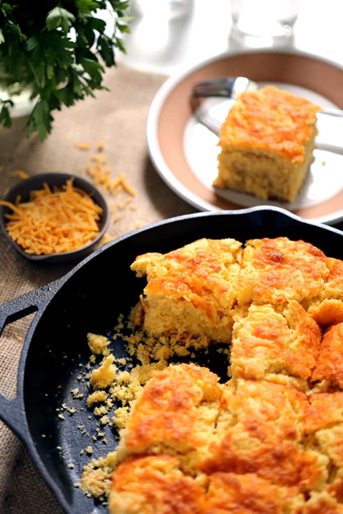 Cheddar and Cream Cheese Skillet Cornbread Melanie Makes