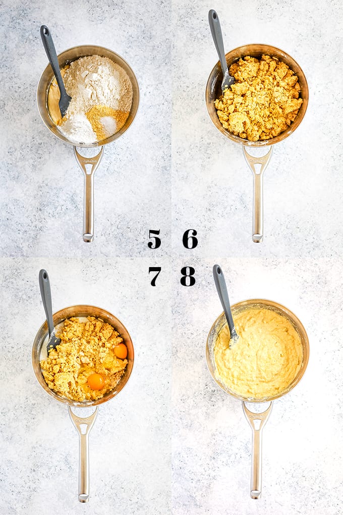 How to make Cheddar and Cream Cheese Skillet Cornbread, steps 5-8.