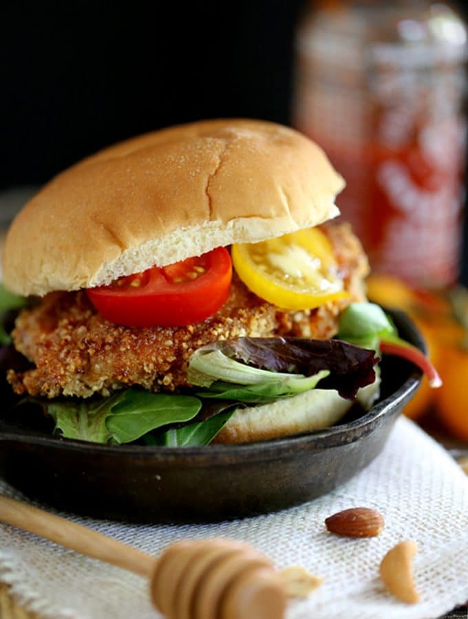 Honey Sriracha Nut Oven Fried Chicken