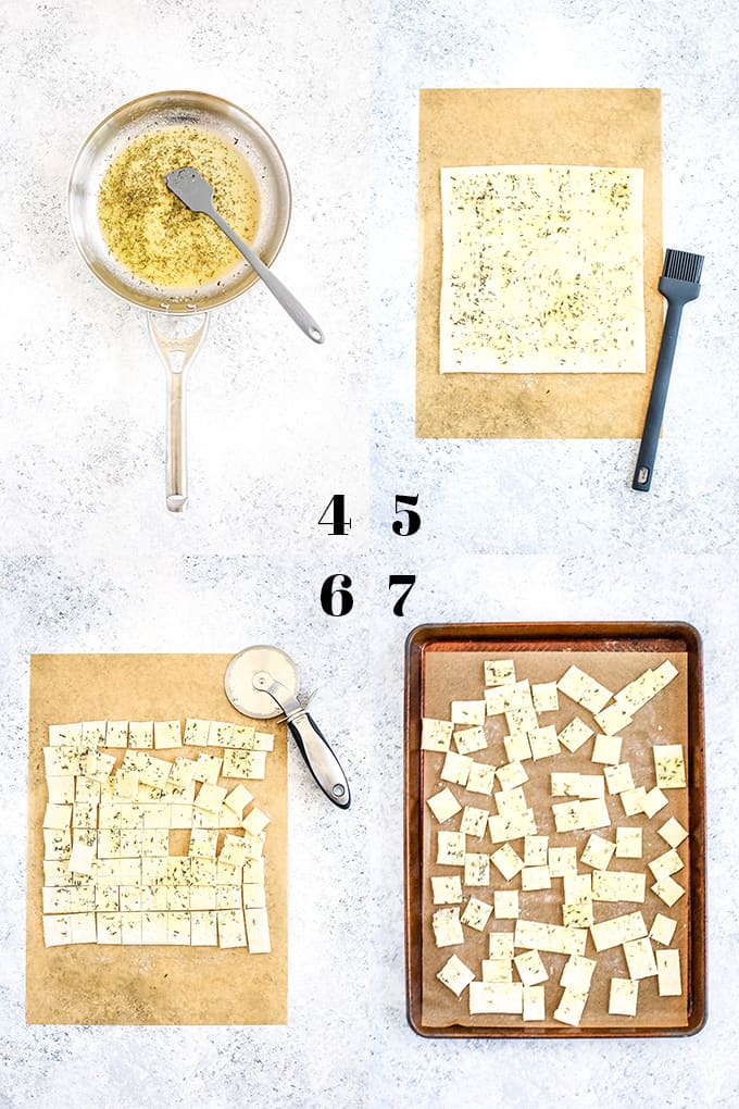 How to prepare Slow Cooker Beef and Guinness Pot Pie Soup with Thyme Puff Pastry Croutons, steps 4-7.