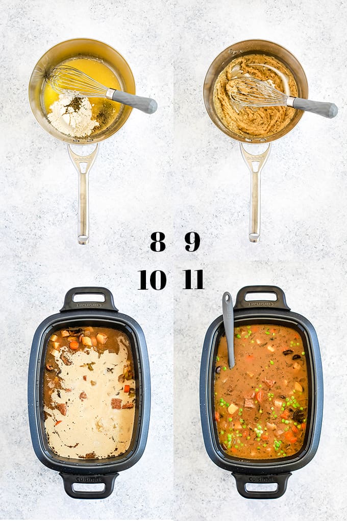 How to prepare Slow Cooker Beef and Guinness Pot Pie Soup with Thyme Puff Pastry Croutons, steps 8-11.
