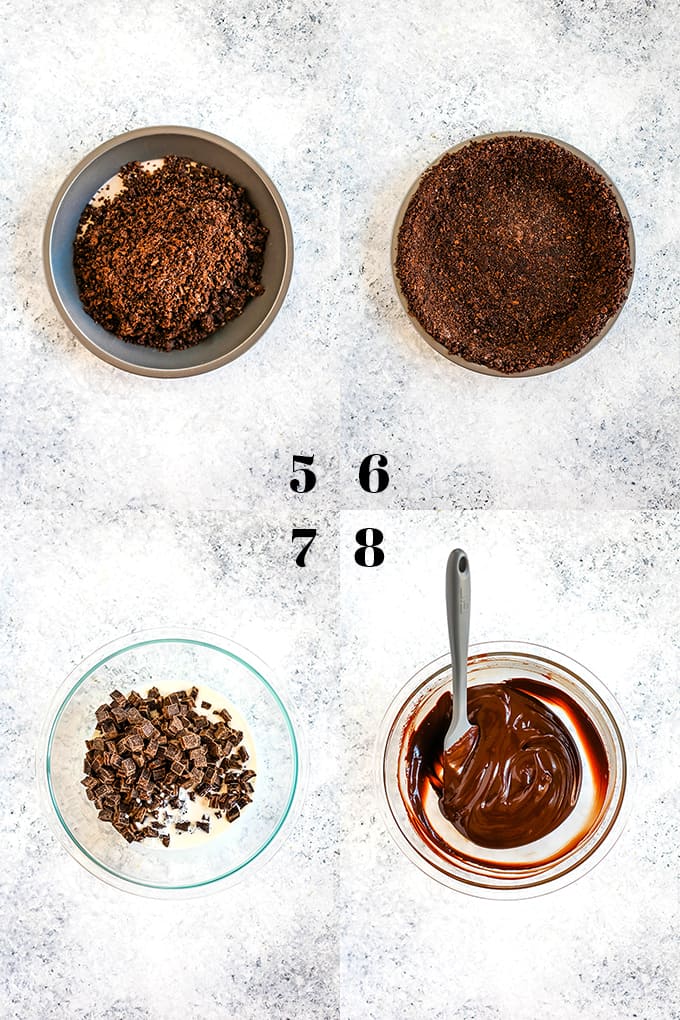 How to prepare a Double Chocolate No Bake S'mores Pie, steps 5-8.