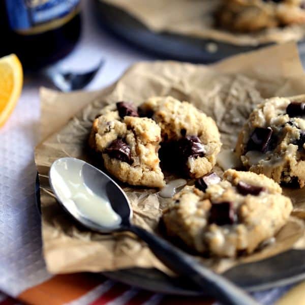 Blue Moon Wassail Chocolate Chunk Cookies with Orange Glaze