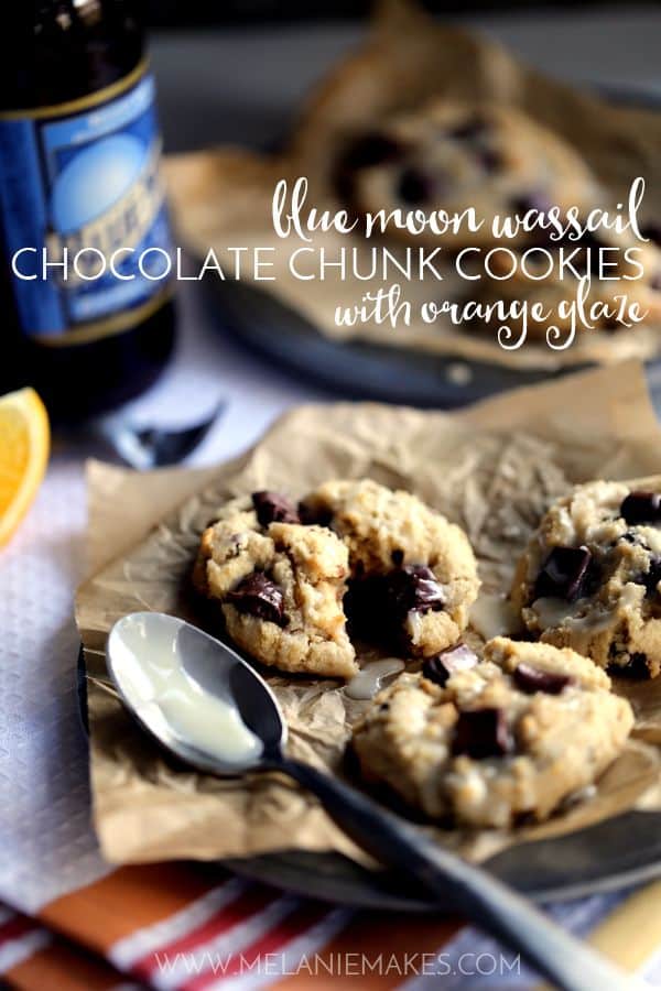 Blue Moon Wassail Chocolate Chunk Cookies with Orange Glaze | Melanie Makes