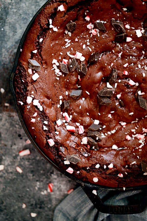 Triple Chocolate Peppermint Skillet Cookie | Melanie Makes