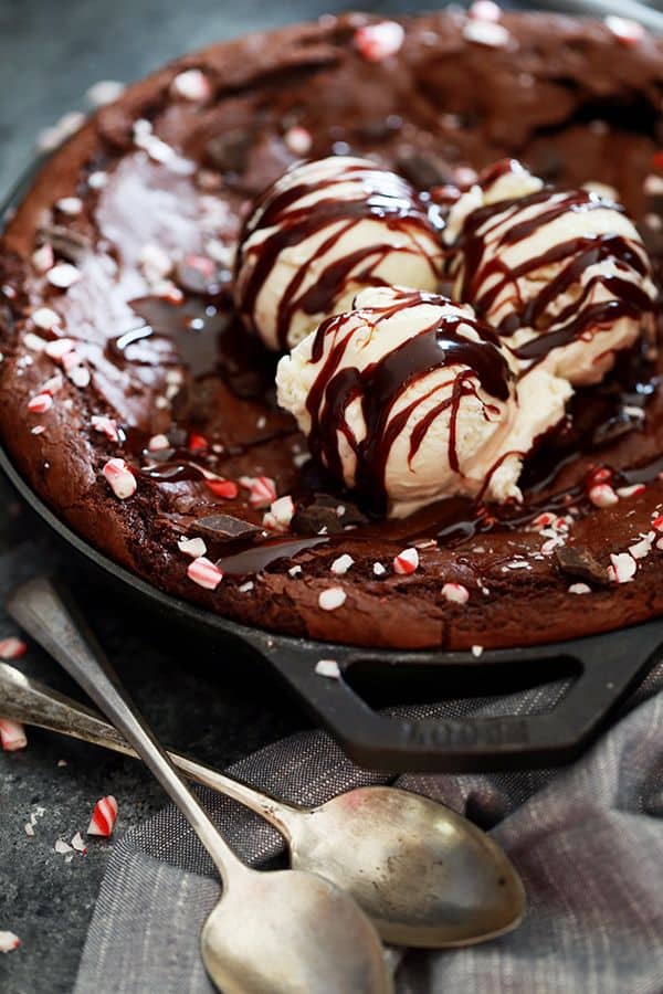 Triple Chocolate Peppermint Skillet Cookie | Melanie Makes
