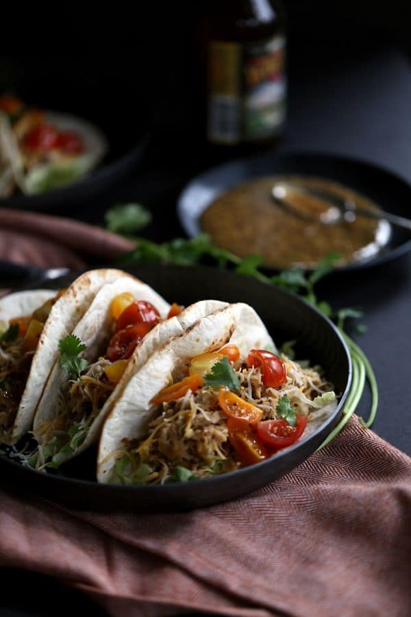 Slow Cooker Honey Mustard Pork Tacos with Candied Bacon | Melanie Makes