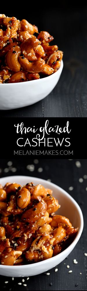 These six ingredient Thai Glazed Cashews take just 10 minutes to prepare and are sure to disappear just as quickly! The perfect contrast of sweet and spicy, chewy and crunchy. A copycat recipe of one of my favorite snacks.