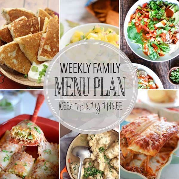 Weekly Family Menu Plan – Week 33