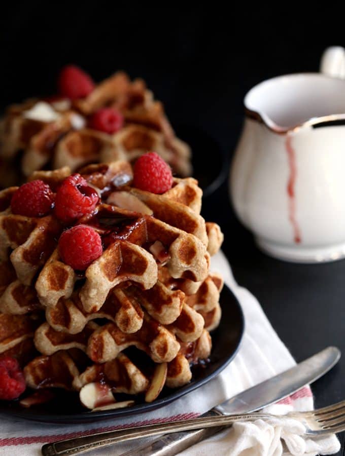 Raspberry Almond Belgian Waffles