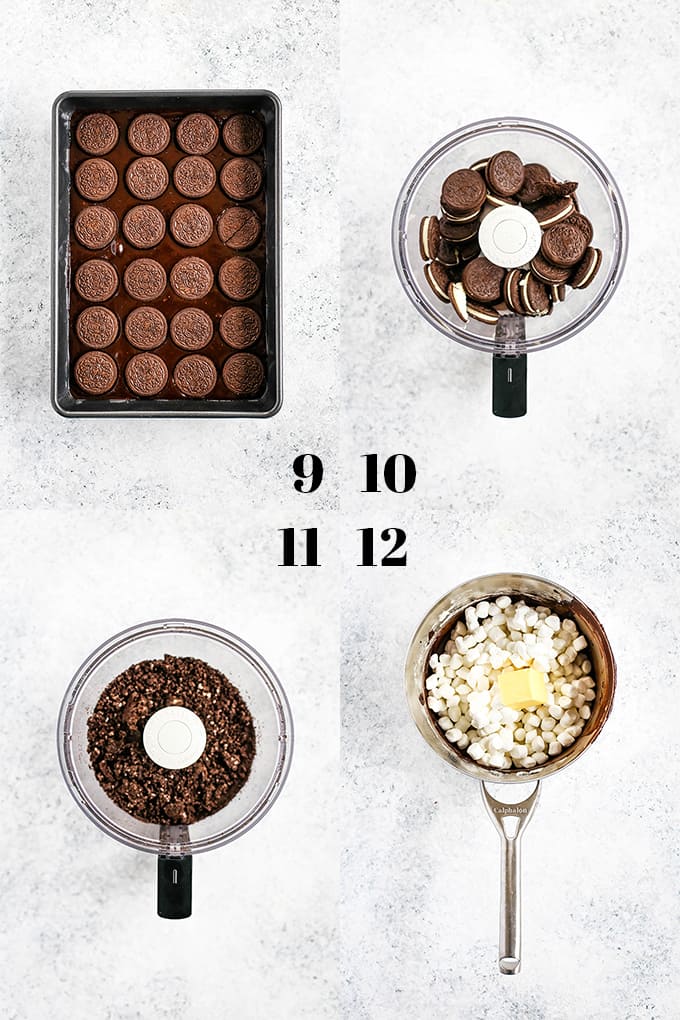 How to prepare Oreo Marshmallow Treat Brownies, steps 9-12.