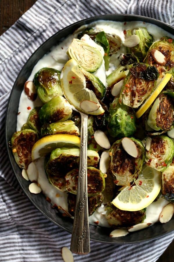 Roasted Brussels Sprouts with Lemon and Greek Yogurt Melanie Makes