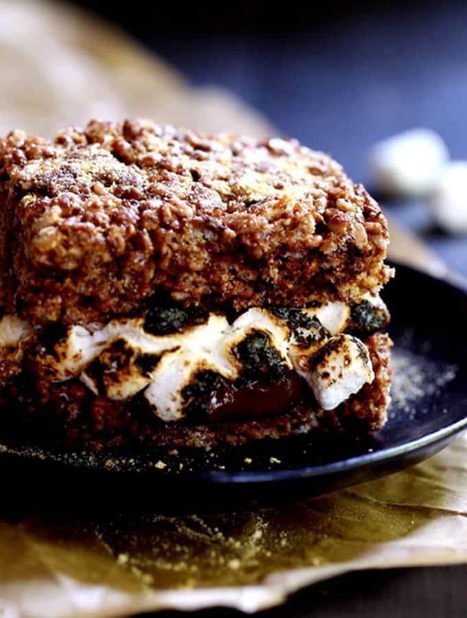 S’mores Stuffed Chocolate Krispie Treats