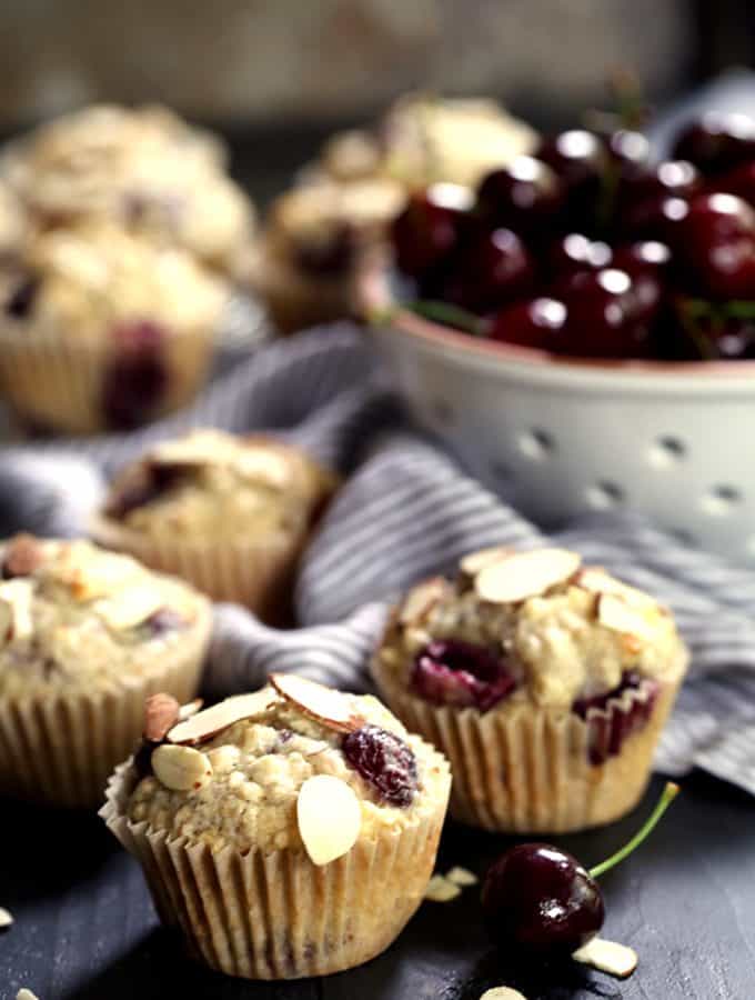 Cherry Almond Oatmeal Muffins