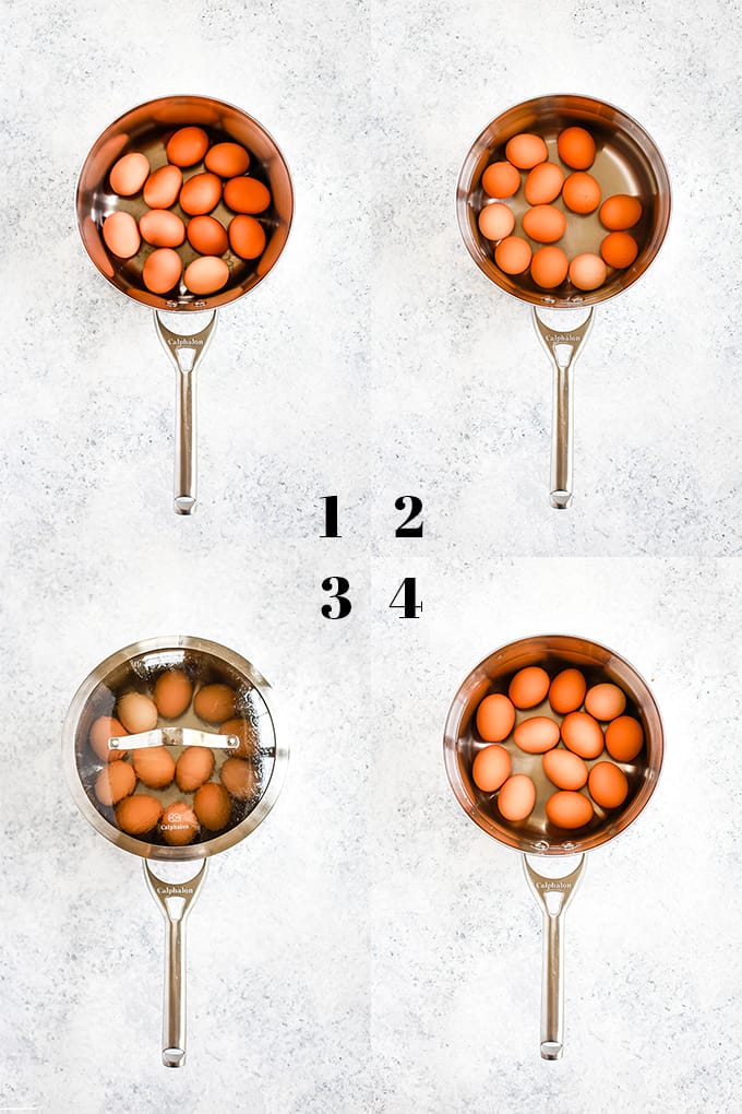 How to prepare Mexican Street Corn Deviled Eggs, steps 1-4.