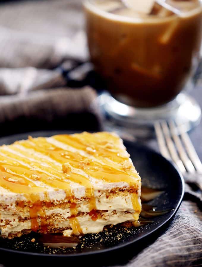 No Bake Caramel Macchiato Cake