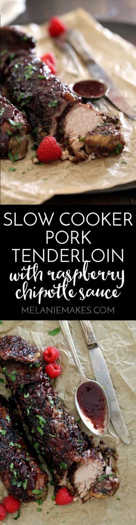With just 10 minutes of prep work required, this six ingredient Slow Cooker Pork Tenderloin with Raspberry Chipotle Sauce is one of the easiest dinner ideas to grace your table!