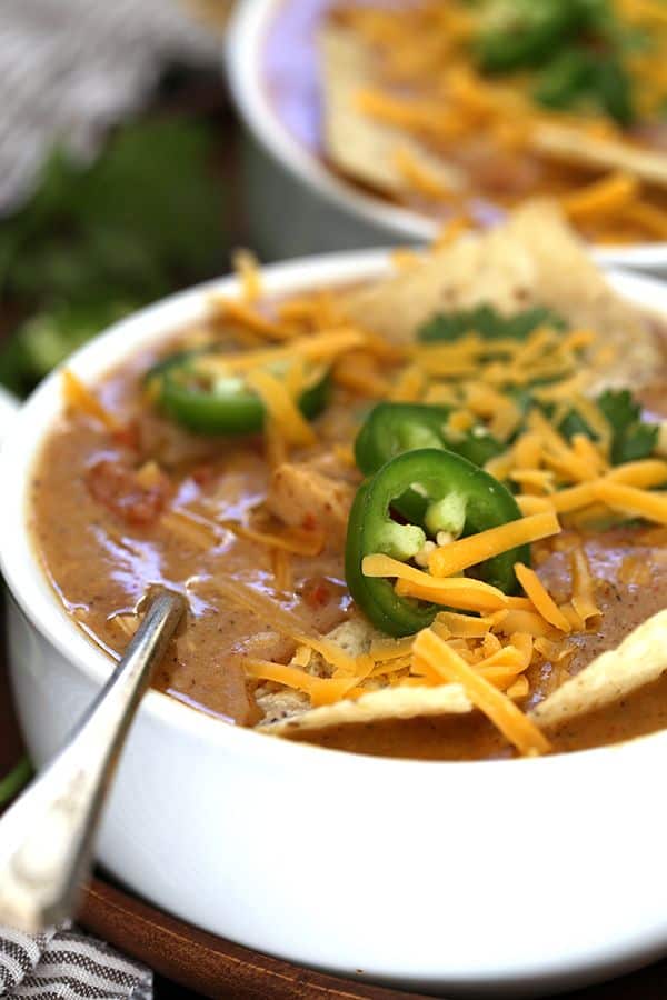 Slow Cooker King Ranch Chicken Soup - Melanie Makes