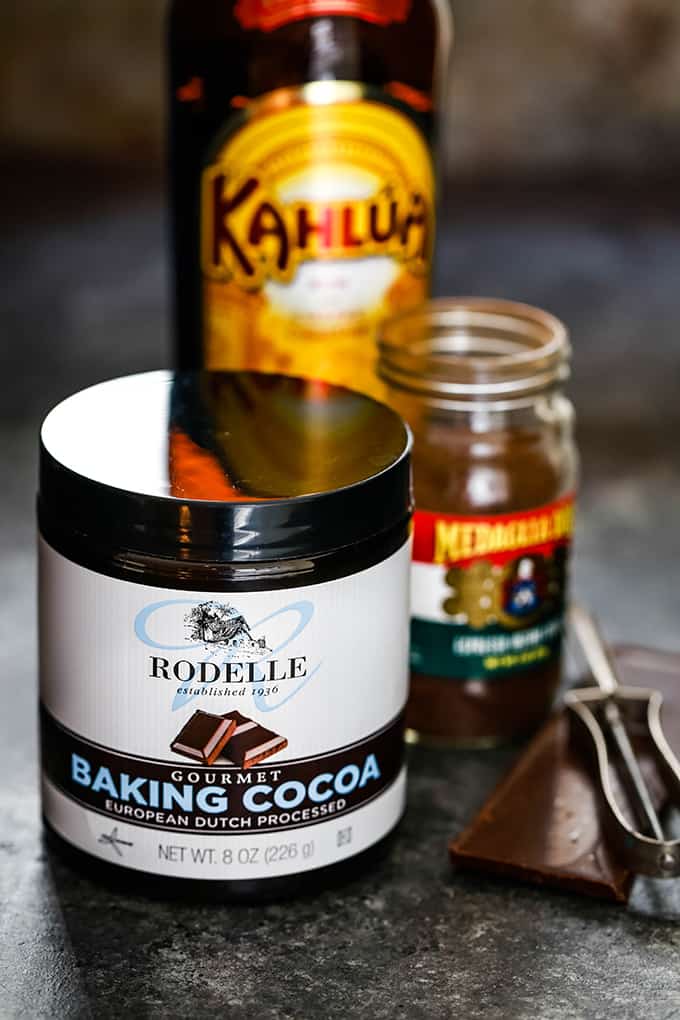 The ingredients needed to prepare Chocolate Espresso Eggnog Bars.