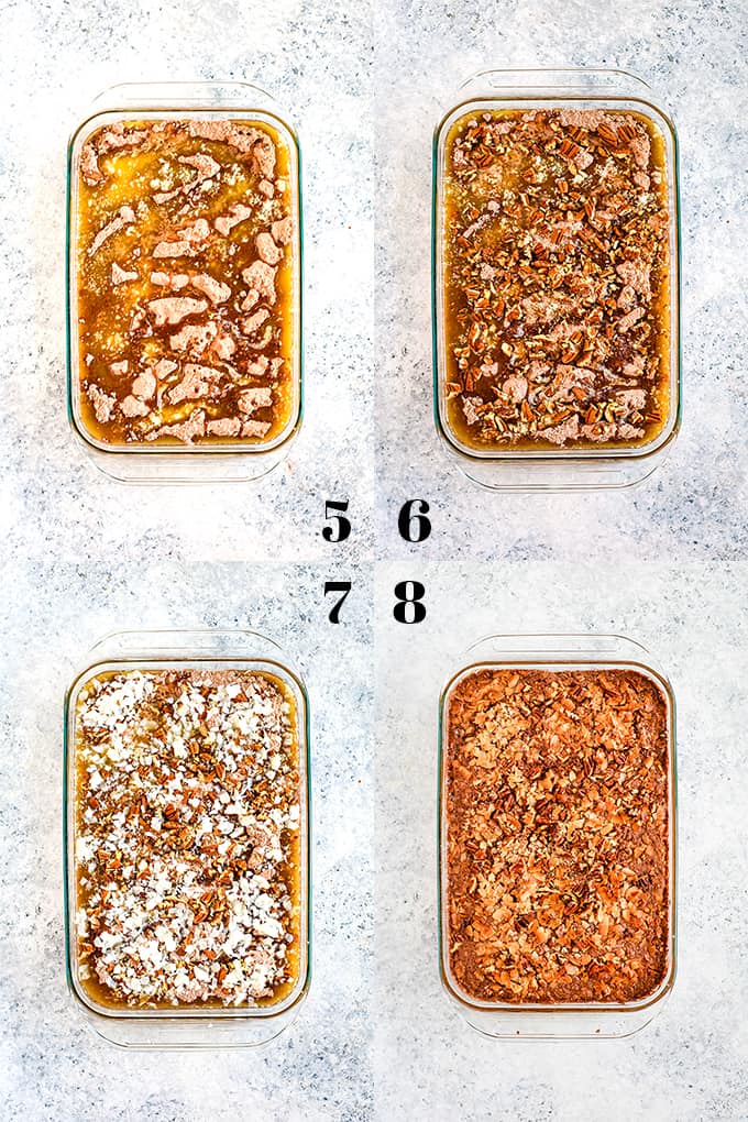 How to prepare German Chocolate Upside Down Pumpkin Pie, steps 5-8.