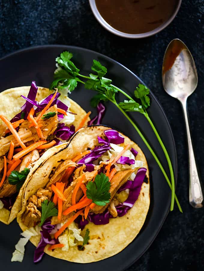Slow Cooker Hoisin Chili Chicken Tacos