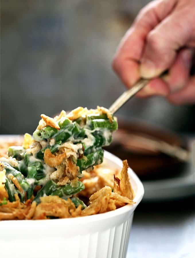 Twice the Onion Green Bean Casserole