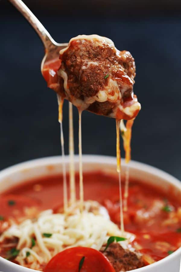 Meatball Pizza Soup Melanie Makes