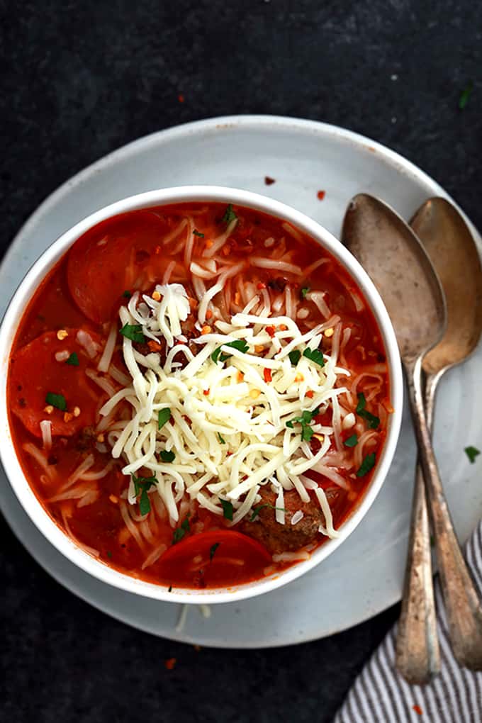 Meatball Pizza Soup Melanie Makes