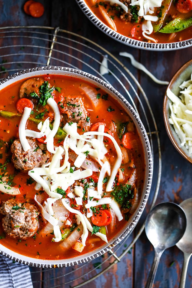 Meatball Pizza Soup Melanie Makes