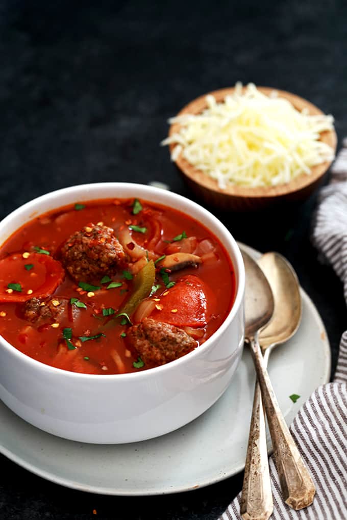 Meatball Pizza Soup Melanie Makes