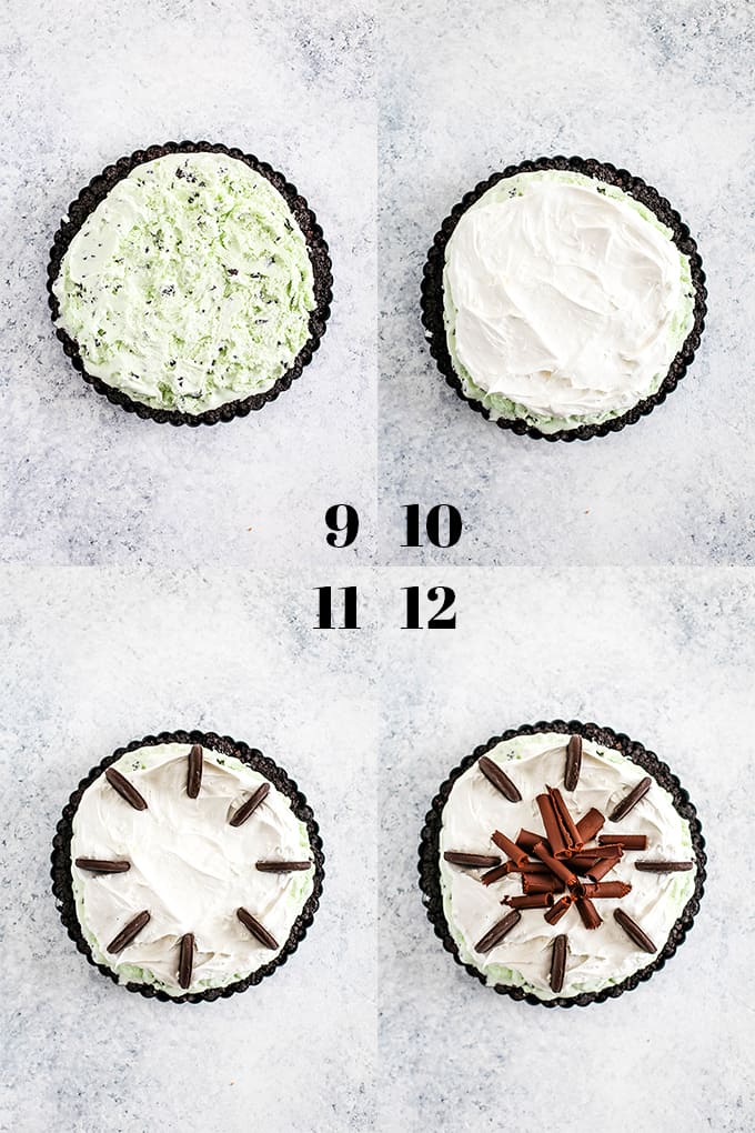 How to prepare Grasshopper Ice Cream Tart, steps 9-12.