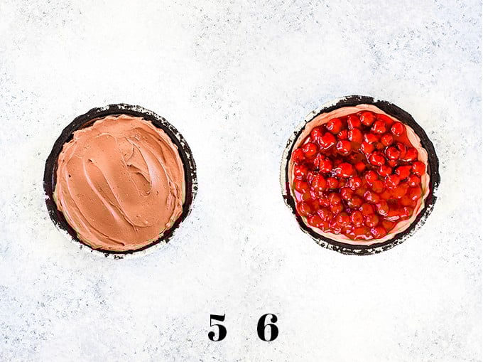 How to create Black Forest No Bake Cheesecake, steps 5-6.