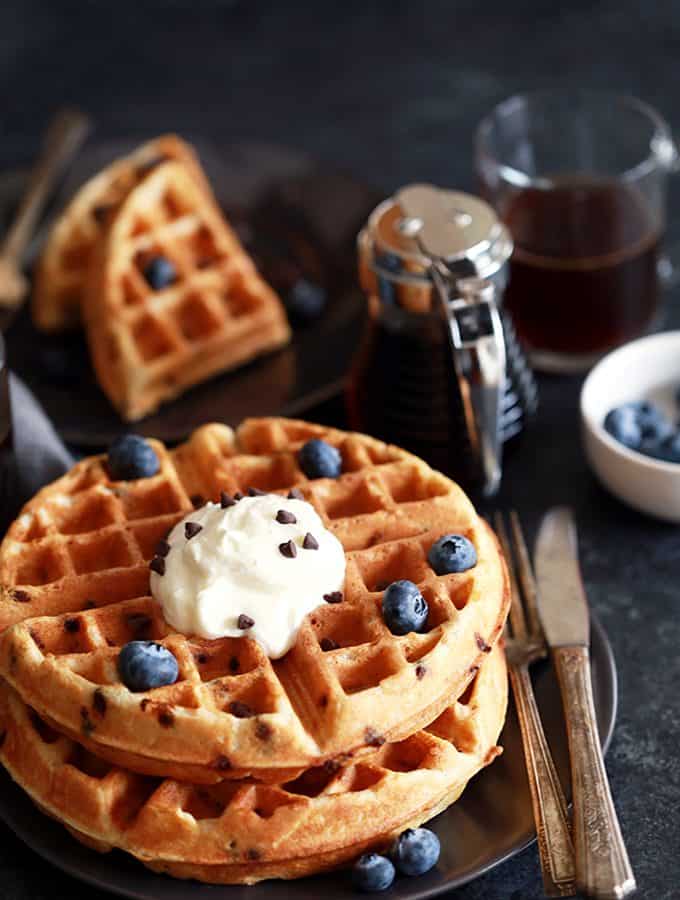 Chocolate Chip Yogurt Waffles | Melanie Makes