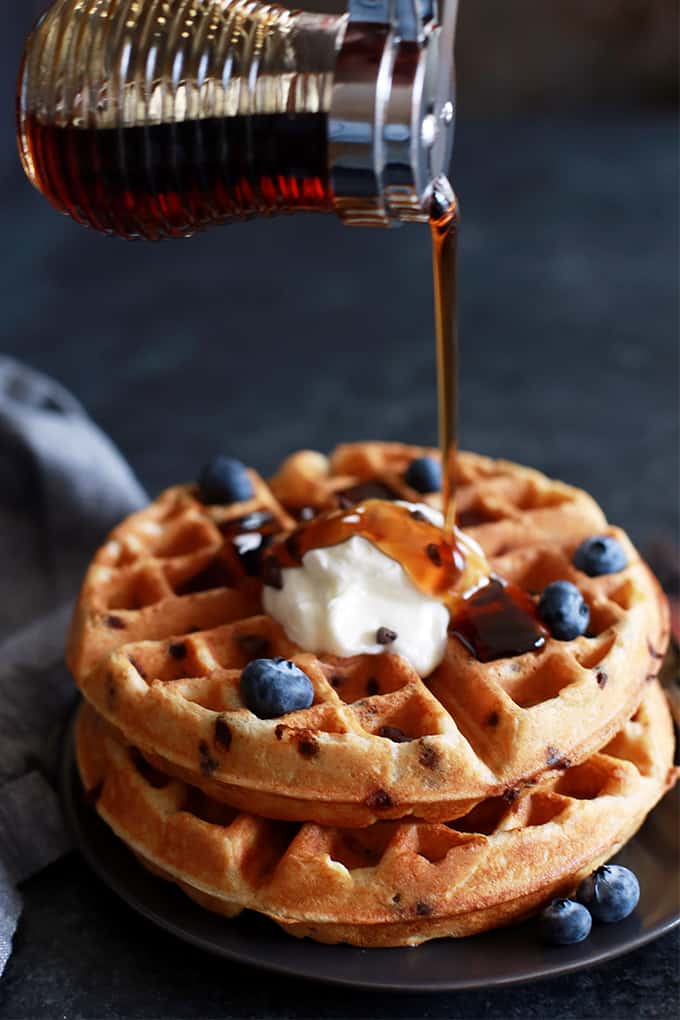 Chocolate Chip Yogurt Waffles - Melanie Makes