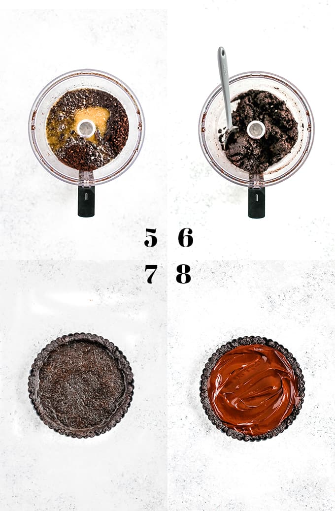 How to prepare a Chocolate Covered Strawberry Ice Cream Tart, steps 5-8.