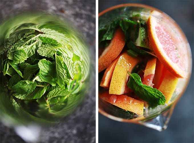 These six ingredient Grapefruit Mojitos couldn't be easier and makes four drinks with just 10 minutes of prep time. Fresh mint and limes are muddled together before being drowned in grapefruit juice, simple syrup, white rum and club soda.