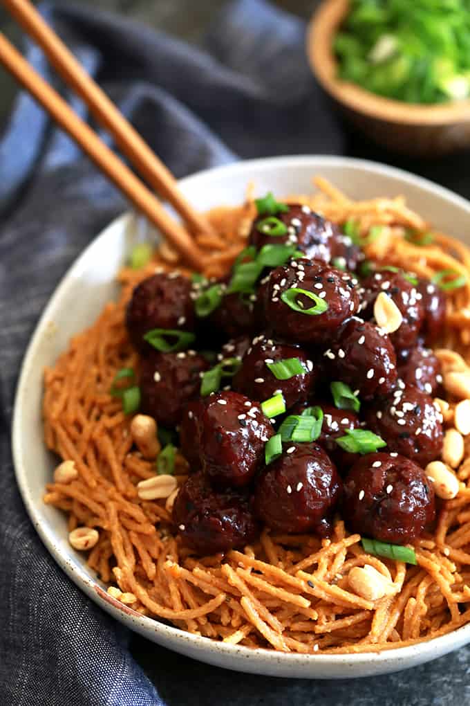 Peanut Butter Pasta and Jelly Meatballs - Melanie Makes