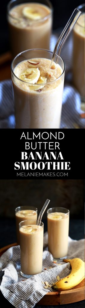This quick and delicious Almond Butter Banana Smoothie will quickly become a breakfast or snack favorite.  Using just three ingredients, it takes just minutes to prepare.