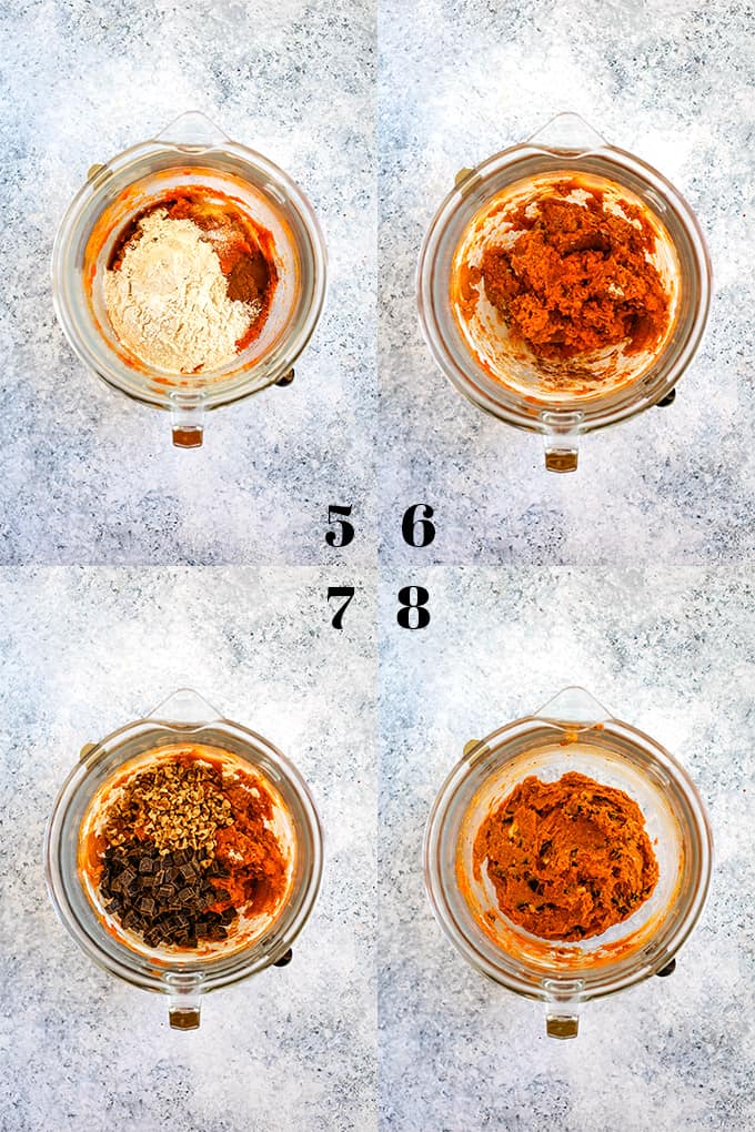 How to make Chocolate Chip Walnut Pumpkin Bread, steps 5-8.
