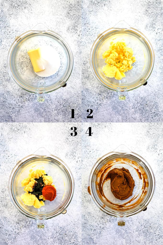 These eight ingredient Soft and Chewy Pumpkin Ginger Cookies are perfect any time of year but are destined to be an autumn cookie all-star. Pumpkin, molasses, cinnamon and ginger bring the warmth and expected fall flavors to these pillowy cookies. #pumpkin #ginger #cookies #autumn #fallrecipes #easydesserts How to prepare Soft and Chewy Pumpkin Ginger Cookies, steps 1-4.