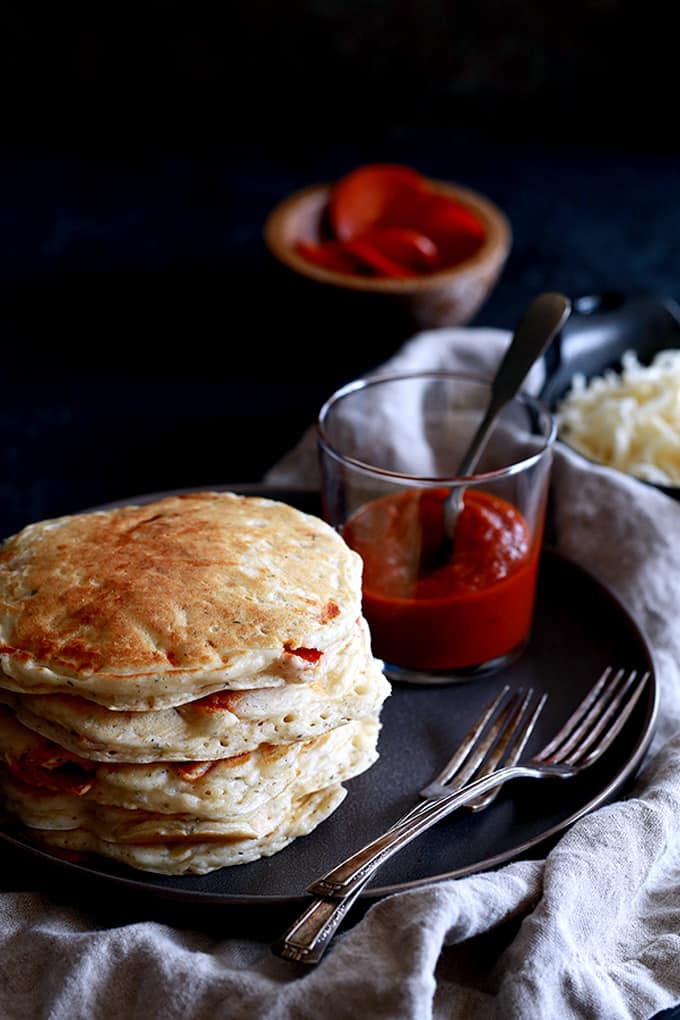 Pepperoni Pizza Pancakes - Melanie Makes