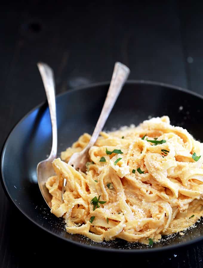 Skinny Pumpkin Alfredo Sauce | Melanie Makes