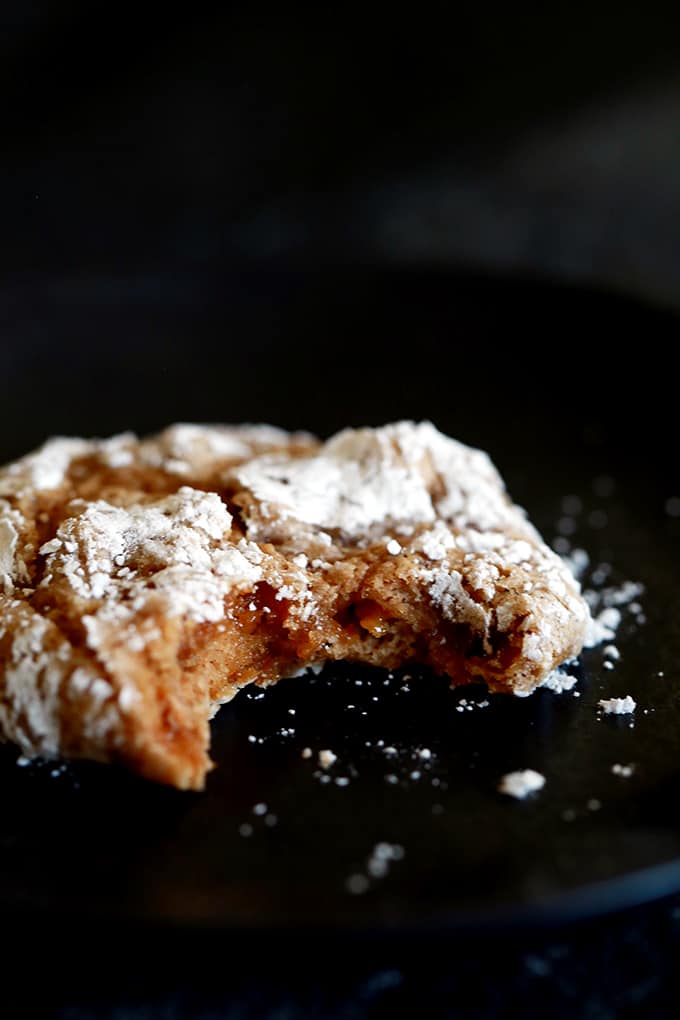 These six ingredient Caramel Pumpkin Spice Crinkle Cookies take just 20 minutes from you stirring the batter in a mixing bowl to you enjoying your first heavenly bite. A spice cake mix is studded with caramel bits and their flavor is taken to the next level with pumpkin spice extract. The perfect holiday flavor combination and one that is sure to be welcomed with open arms at cookie exchanges! These six ingredient Caramel Pumpkin Spice Crinkle Cookies take just 20 minutes from you stirring the batter in a mixing bowl to you enjoying your first heavenly bite. A spice cake mix is studded with caramel bits and their flavor is taken to the next level with pumpkin spice extract. The perfect holiday flavor combination and one that is sure to be welcomed with open arms at cookie exchanges!
