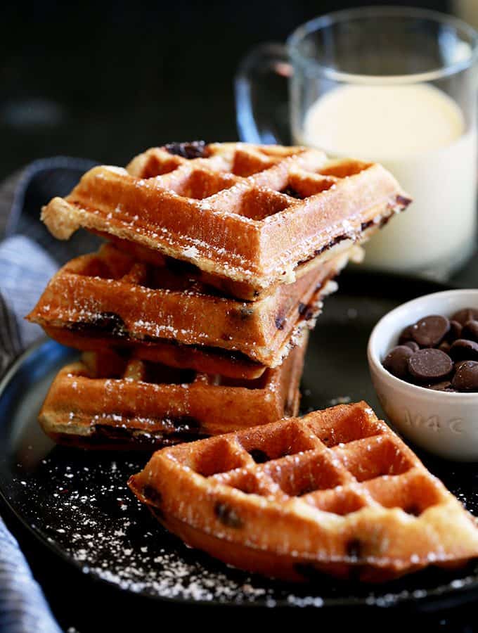 Chocolate Chip Eggnog Waffles