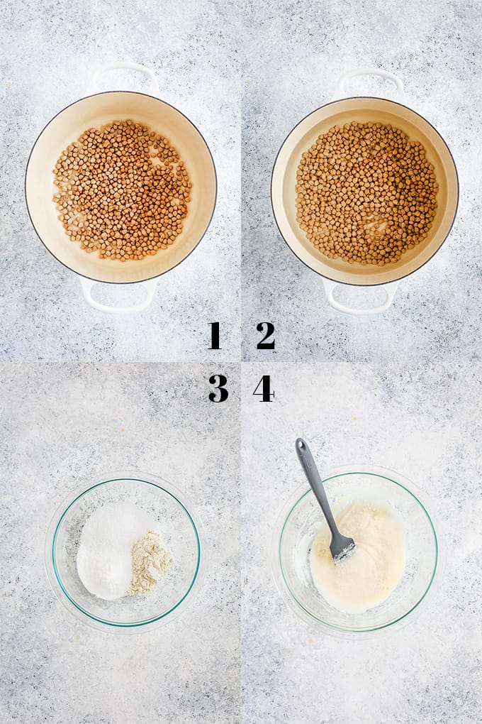 How to create Chickpea and Pasta Soup, steps 1-4.