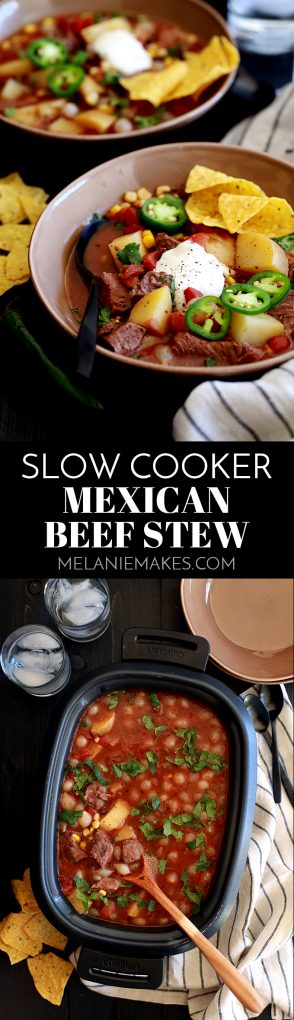 This Slow Cooker Mexican Beef Stew one of those slow cooker recipes where everything is simply added to the slow cooker, the lid goes on, you hit the start button and forget about it.  #stew #soup #souprecipes #mexicanfoodrecipes #comfortfood #slowcooker #crockpot