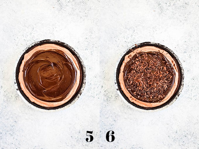 How to make a No Bake Guinness Chocolate Cheesecake, steps 5-6.