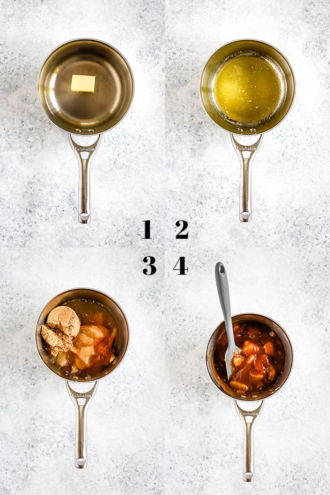 How to prepare Apple Pie Biscuit Casserole, steps 1-4.