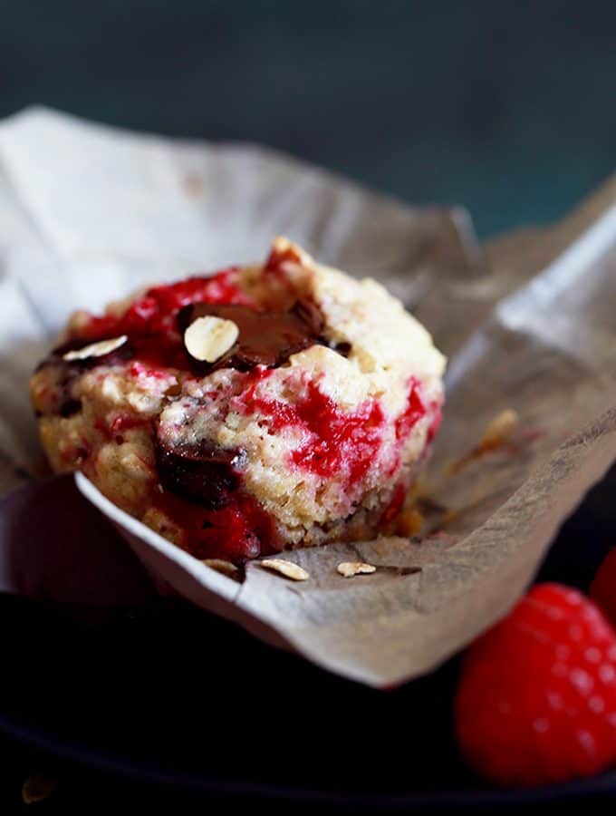 Raspberry Chocolate Chunk Oatmeal Muffins